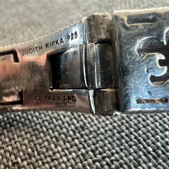 Authentic Judith Ripka Sterling Silver Hinged Cuff Cognac Quartz  Bracelet - Picture 3 of 6